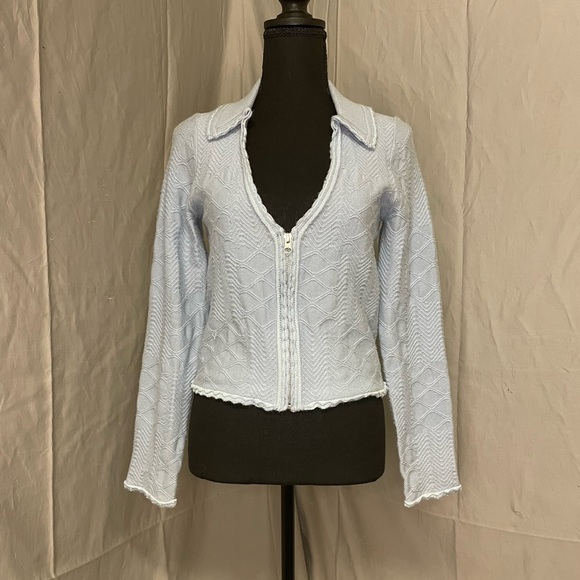 Anthropologie Light Blue Textured Cardigan - Picture 2 of 12